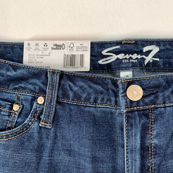 Seven7 Women's Shorts 12 Weekend Short Cuffed Stretch Denim Shorts Size 12 Blue - Picture 2 of 7